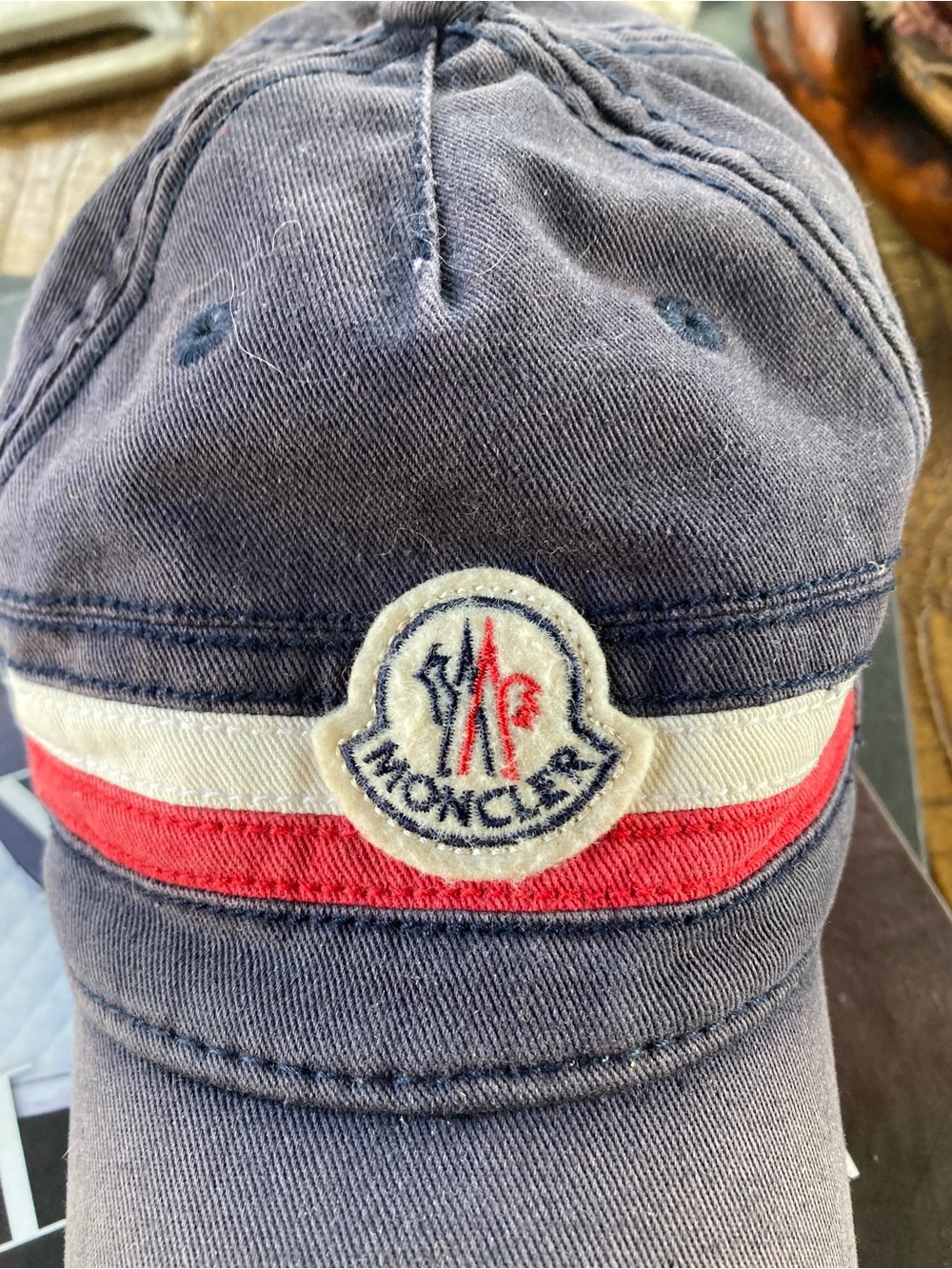 Vintage Moncler Navy Cap with Red & White Stripe - Picture 2 of 10